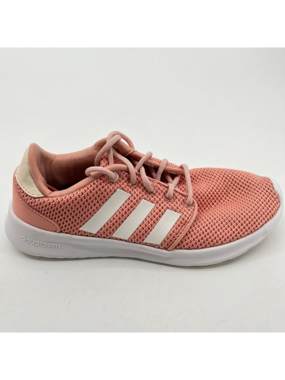 Adidas QT Racer Womens Size 5 Pink White Athletic Running Walking Shoes Sneakers